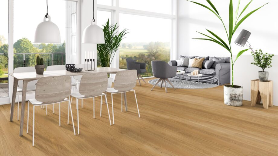Паркет Tarkett, Pure, дуб Nature MidiPlank, 2-х сторонняя фаска, 1 полоса, Proteco Natura матовый лак