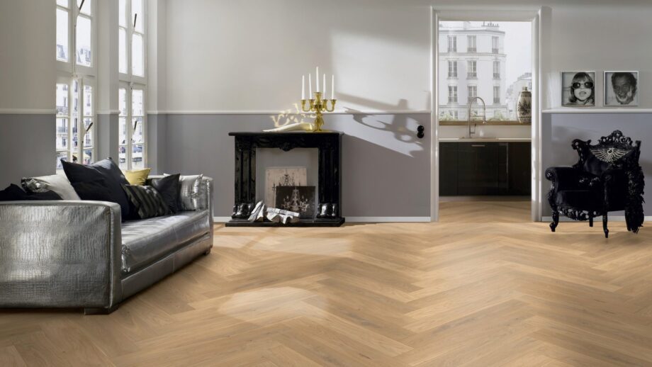 Паркет Дуб, ter Hürne, паркет елочкой, raw oak herringbone, брашированная, V-образная фаскa, особенно матовый лак – 4