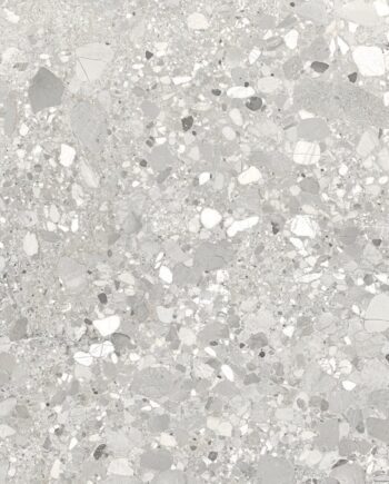 Матовая напольная плитка из керамогранита под терраццо Tau Clemon Silver, 60x60 и 60x120 см, серебристо-серый, R10, ректифицированная