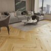 herringbone-floor-barlinek-oak-raisins-matt-lacquered Herringbone floor Barlinek Oak Raisins matt lacquered installed on the living room floor