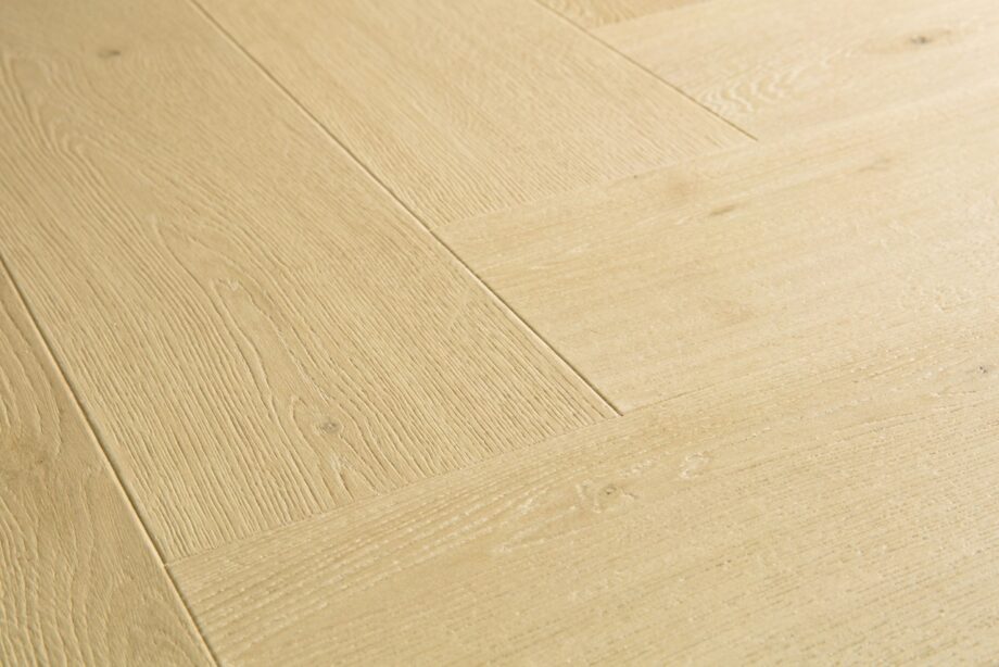 Herringbone laminate floor Quick-Step Impressive Дизайн Ginger Oak color, surface structure, bevels and sorting description