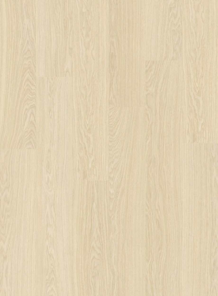 vinyylilattia-quick-step-bloom-pure-tammi-polar Vinyylilattia Quick Step Bloom Pure Tammi Polar, erittäin vaalea polaarinen tammen sävy ja lankkudesign.