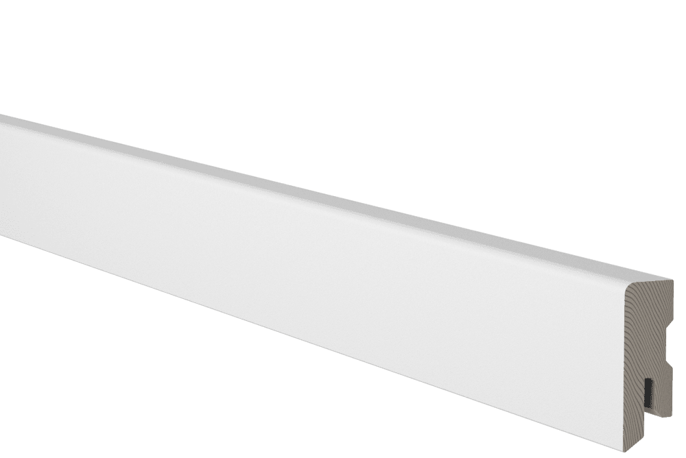 Плинтус сосна, окрашенный в белый, гладкий, 14x42x2700 мм