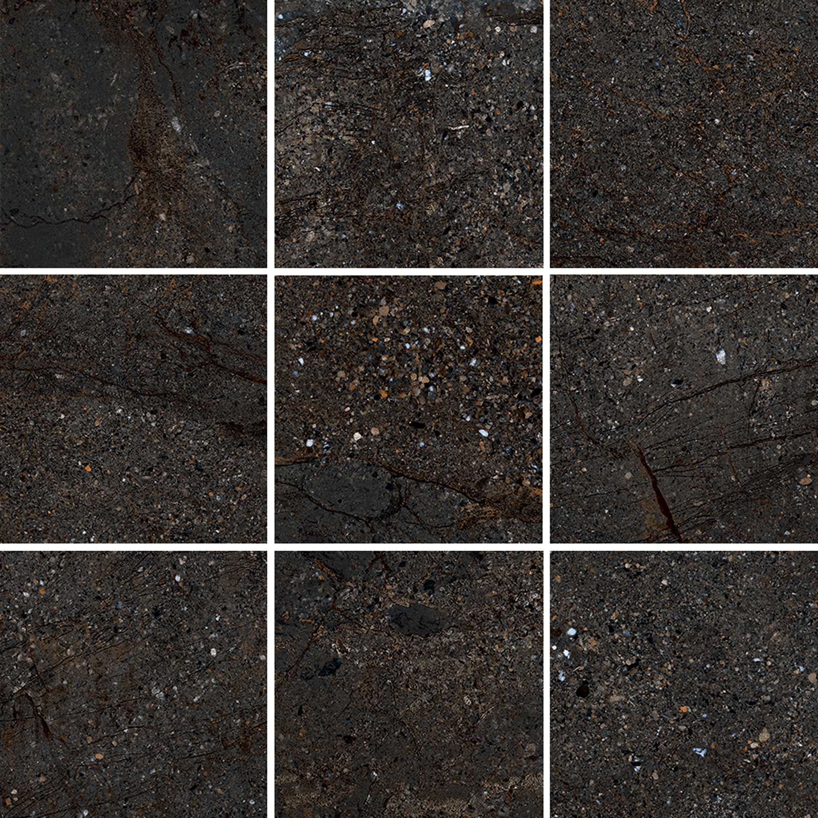 Kiviefektiga mosaiikplaat Tau Mainstone Black 10x10 Pol, 30x30 cm, must