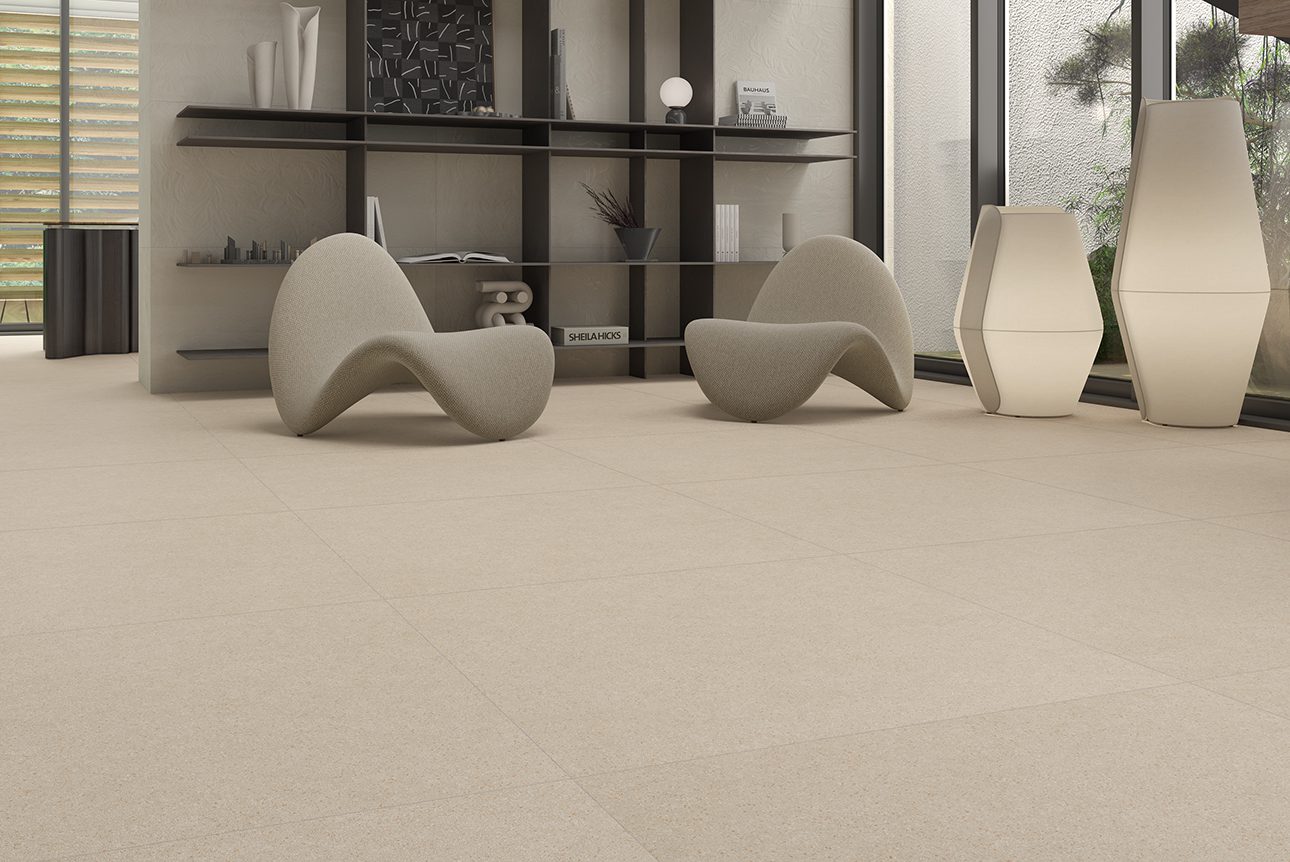 Terrazzo mustriga matt keraamiline põrandaplaat Tau Tornares Teide Greige, 60x120 cm, 10,5 mm, hallikasbeež, rektifitseeritud