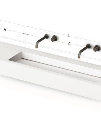 Длинная раковина на заказ PAA FLOW 45, Silkstone