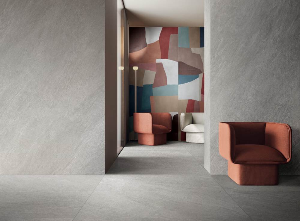 Напольная керамическая плитка под камень ABK Cliff Ash, 60x120 см, 8,5 мм, натуральная матовая, противоскользящая R10
