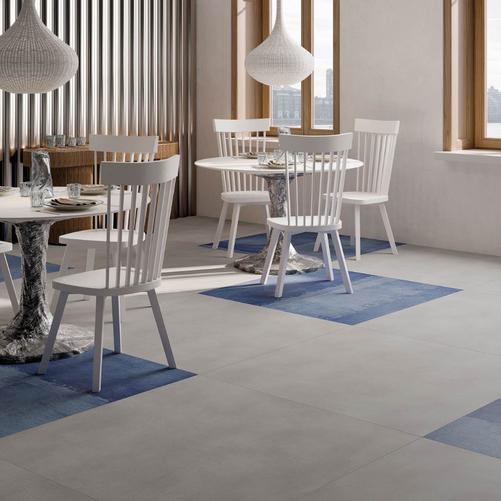 Напольная керамическая плитка с рисунком ABK Poetry Net Multi Blue, 60x120 + 60x60 + 2× 30x60 см, 8,5 мм, напольный микс с рисунком, матовая