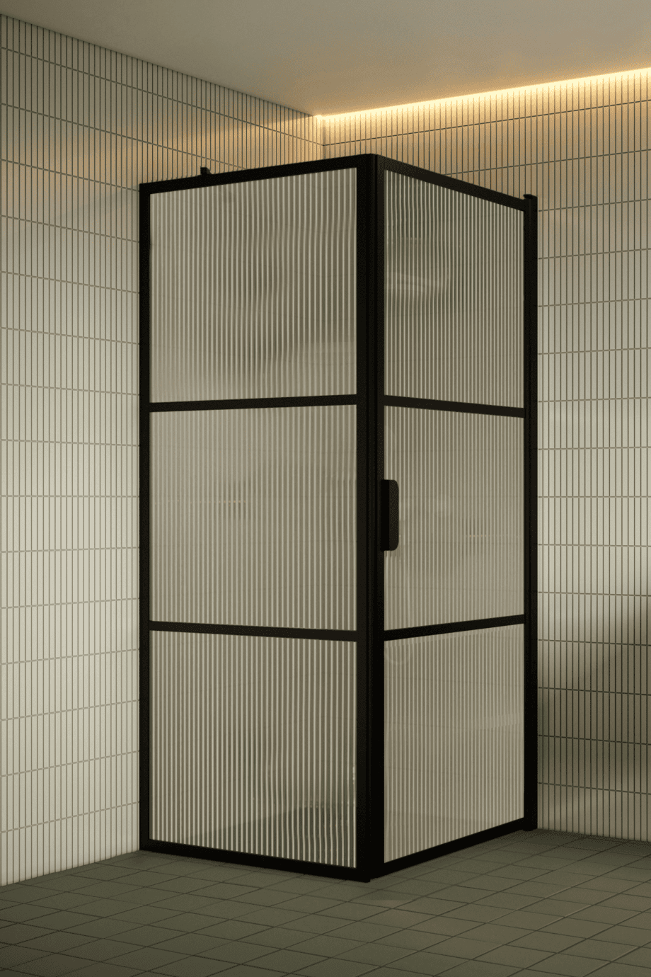 Душевой уголок Hietakari Bläk 760 Tokyo, чёрный профиль, рифлёное стекло Reeded Душевой уголок Hietakari Bläk 760 Tokyo, чёрный профиль, рифлёное стекло Reeded
