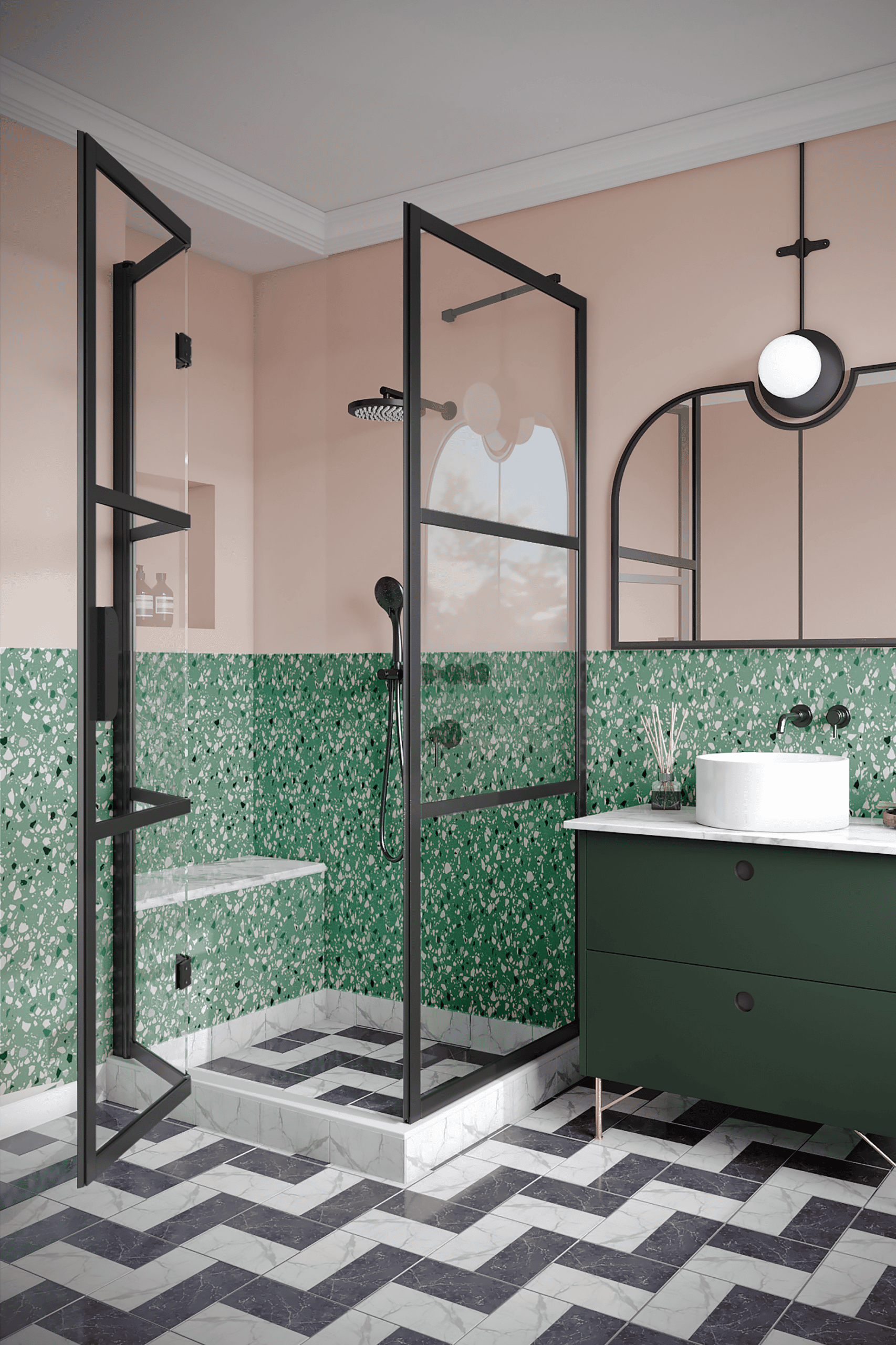 Душевой уголок Hietakari Bläk 888 Tokyo, неподвижная стенка + складная дверь – 4