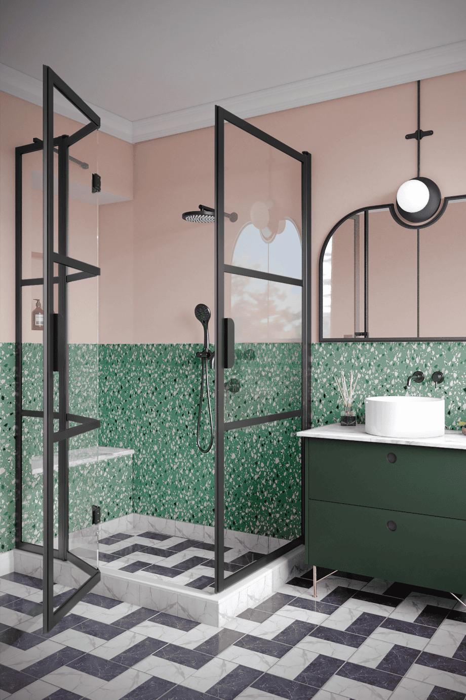 Душевой уголок Hietakari Bläk 897 Tokyo, распашная дверь + складная дверь с неподвижной частью – 4