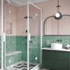 Душевой уголок Hietakari Bläk 899 New York, белый профиль, прозрачное стекло Душевой уголок Hietakari Bläk 899 New York, складная дверь + складная дверь