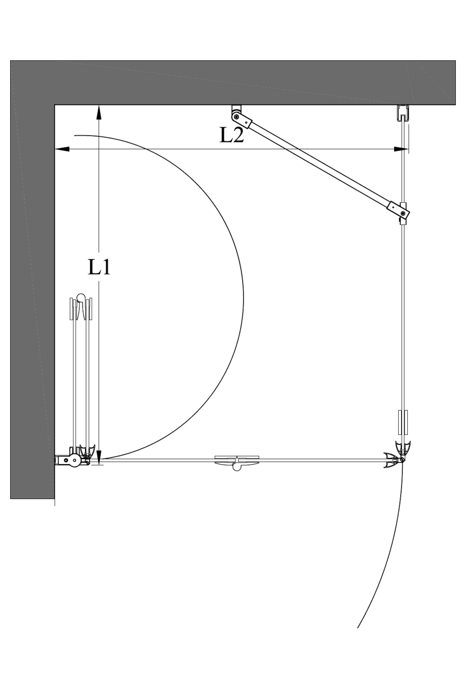 Душевой уголок Hietakari Infinia 252, неподвижная стенка + складная дверь – 2