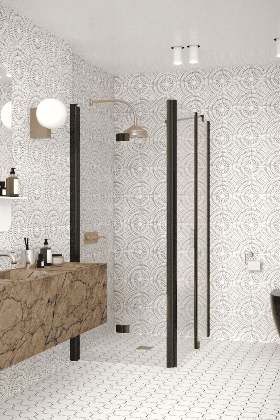 Душевой уголок Hietakari Infinia 260, чёрный профиль, прозрачное стекло