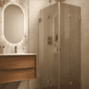 Душевой уголок Hietakari Vetro 546, латунная фурнитура, коричневое рифлёное стекло Reeded