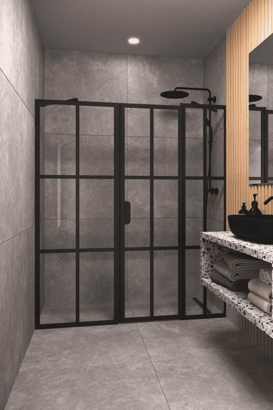 Душевая перегородка в нишу Hietakari Bläk 751 Paris, профиль Sand, рифлёное стекло Reeded Душевая перегородка в нишу Hietakari Bläk 751 Paris, профиль Sand, рифлёное стекло Reeded