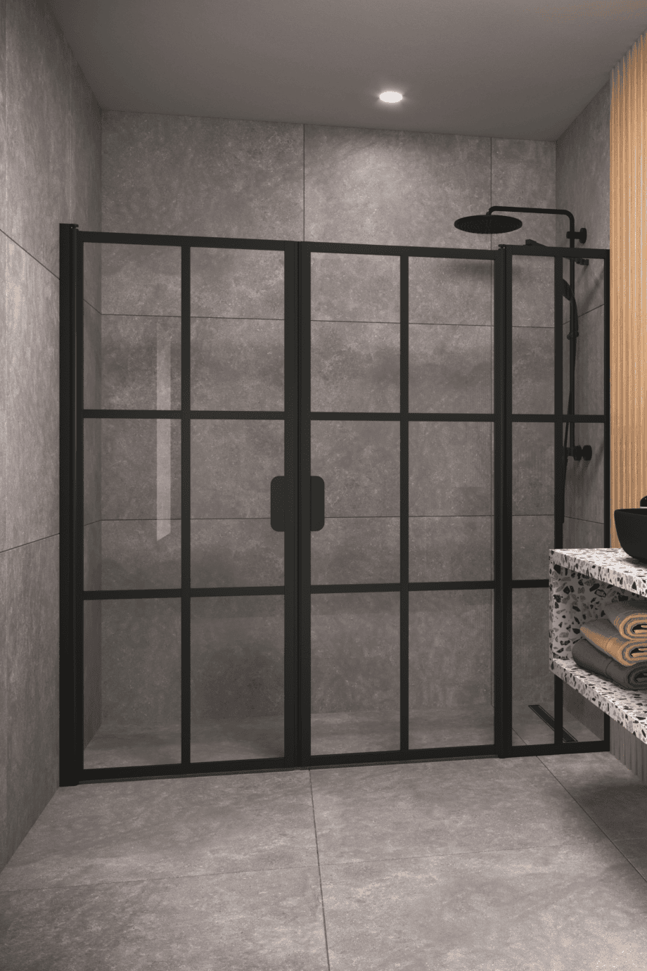 Душевая перегородка в нишу Hietakari Bläk 753 Paris, профиль Cocoa, рифлёное стекло Reeded Душевая перегородка в нишу Hietakari Bläk 753 Paris, профиль Cocoa, рифлёное стекло Reeded