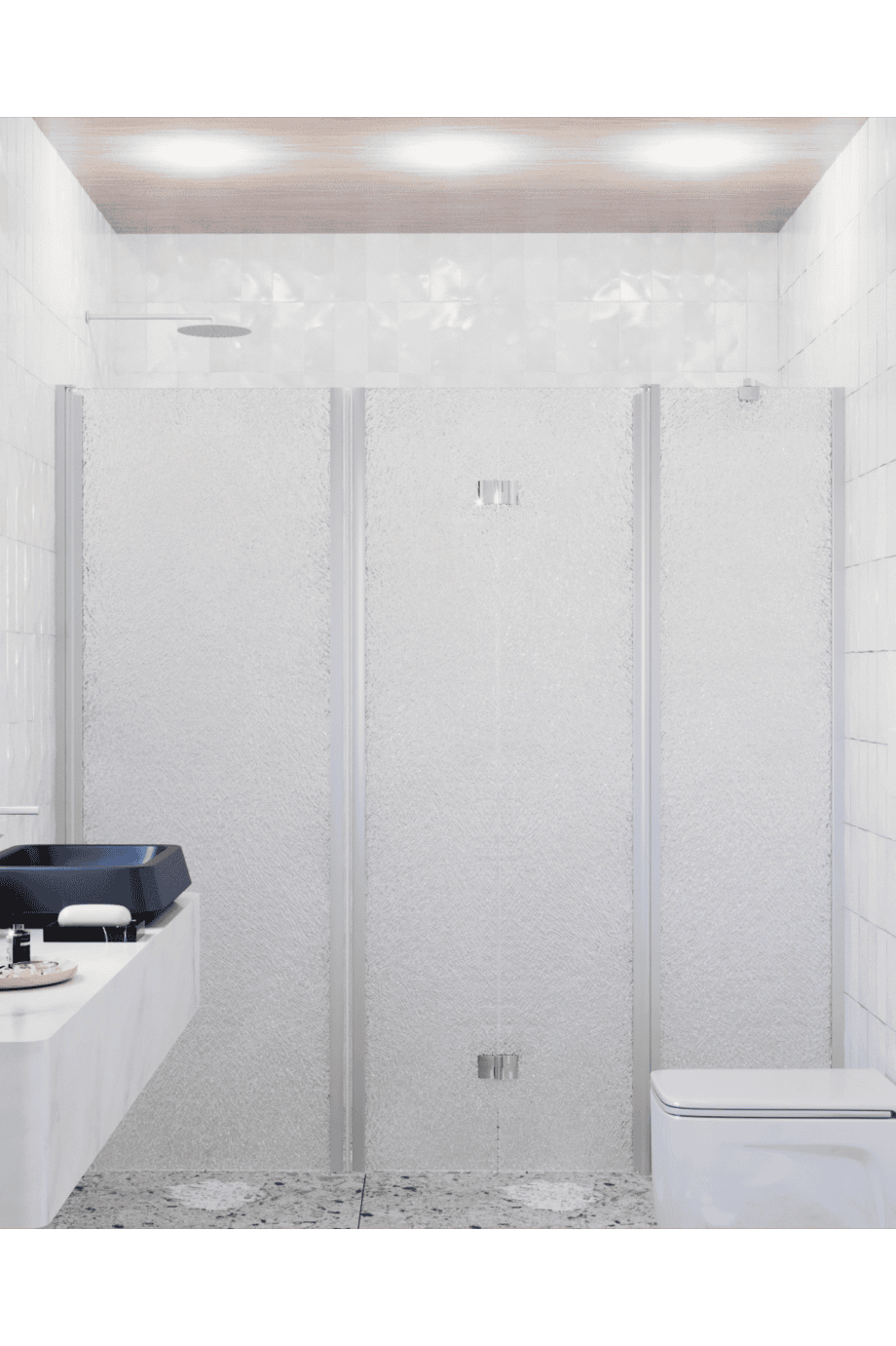 Душевая перегородка в нишу Hietakari Infinia 244, алюминиевый профиль, узорчатое стекло Chinchilla Душевая перегородка в нишу Hietakari Infinia 244, алюминиевый профиль, узорчатое стекло Chinchilla