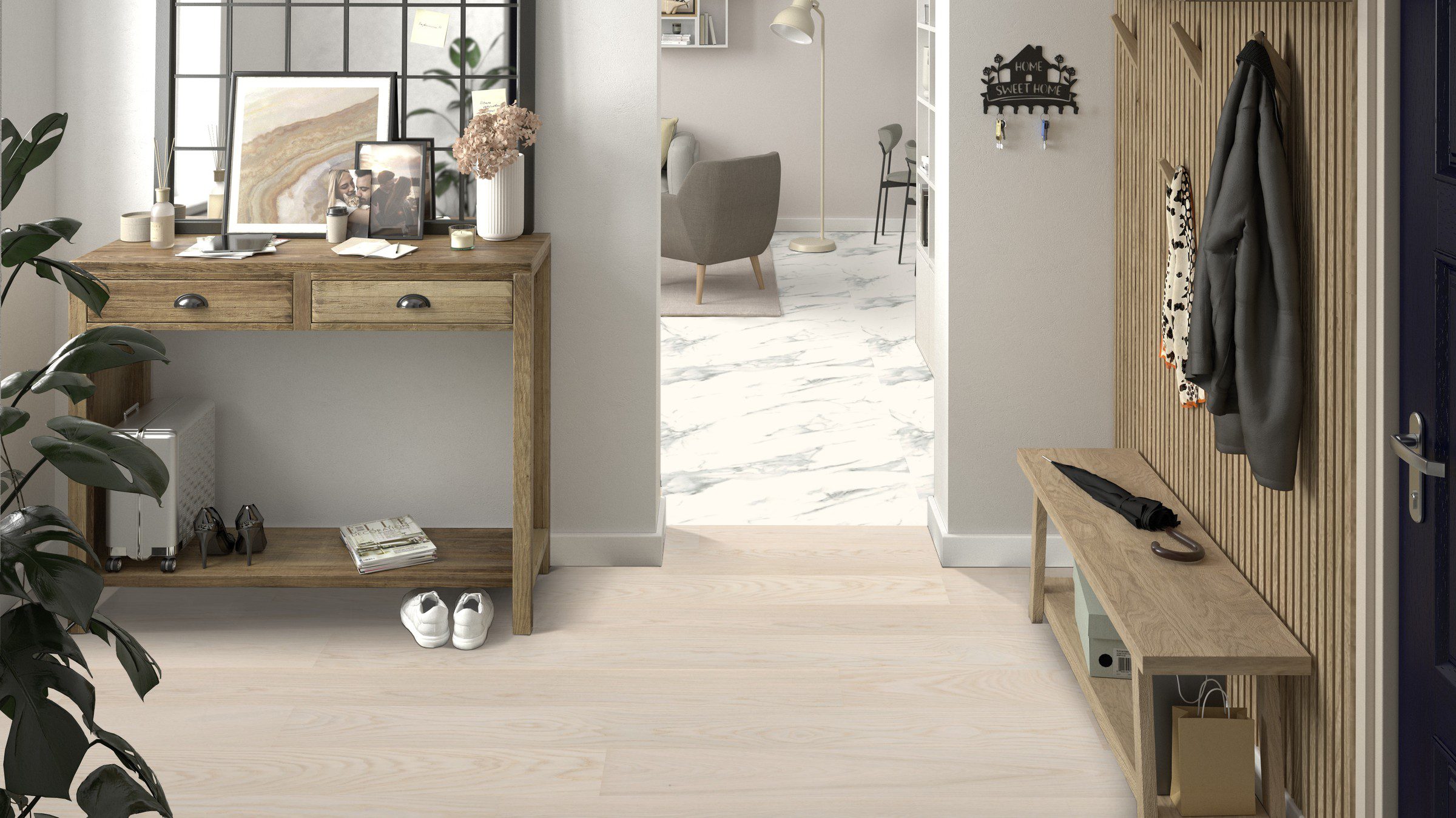 Tammeparkett Tarkett Grace Beige Cashmere Plank XT esikus