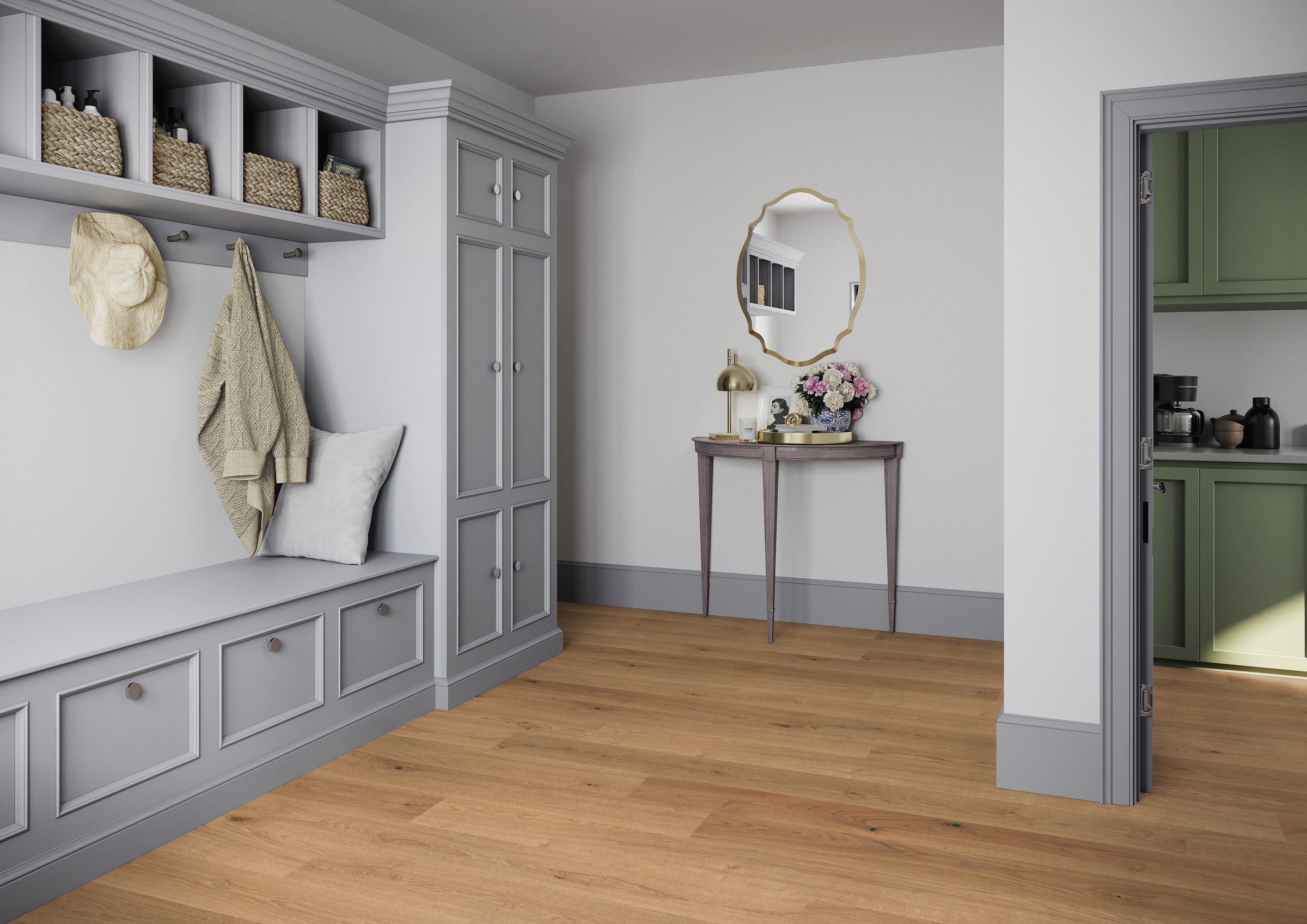Tammeparkett Tarkett Shade Nutmeg Plank XT esikus
