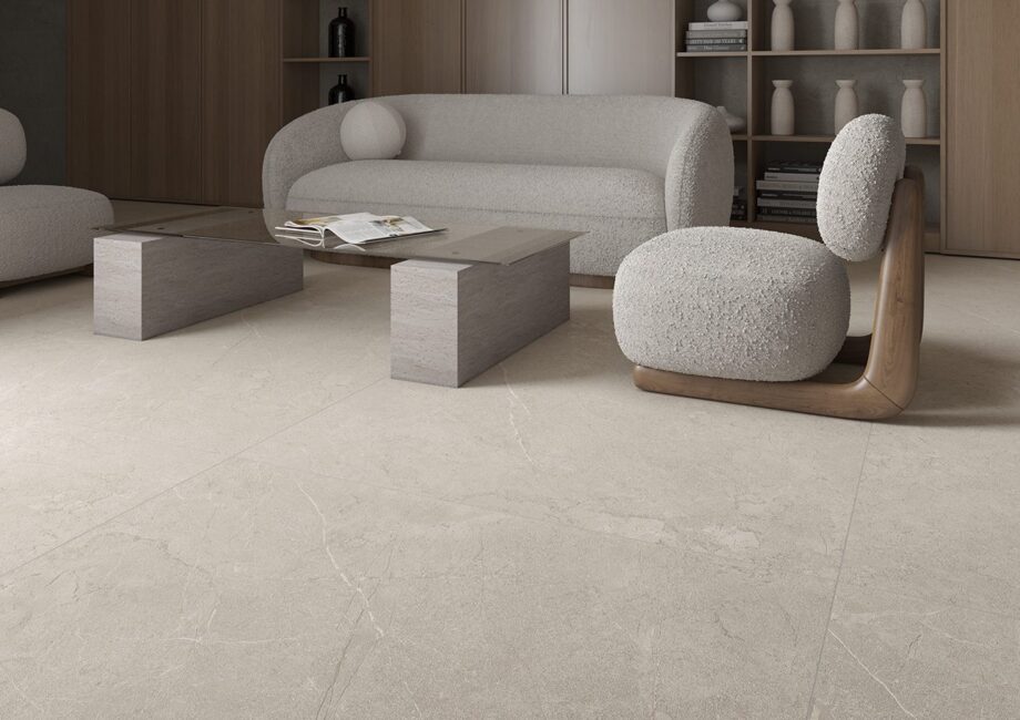 из керамогранита под камень Tau Lithos White, белый, ректифицированная – фото 2 Структурированная напольная плитка из керамогранита под камень Tau Lithos TXT White, 60x120 см, белый, R10, ректифицированная – 2