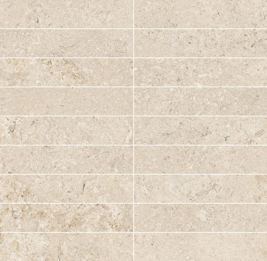 Мозаичная плитка из керамогранита под камень Tau Dorset Linen 3x15, 30x30 см, льняной бежевый
