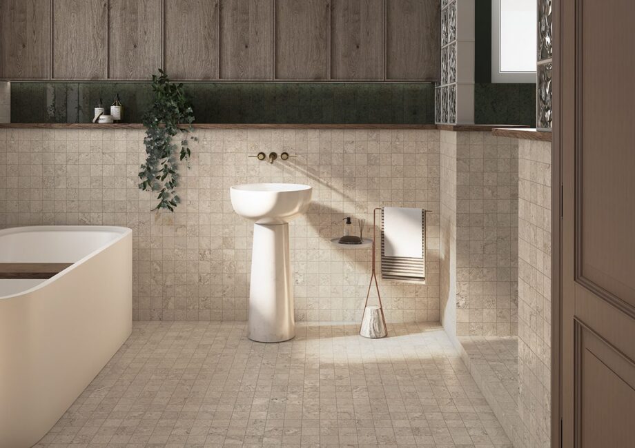Мозаичная плитка из керамогранита под камень Tau Dorset Sand 3x15, 30x30 см, песочно-бежевый – 3