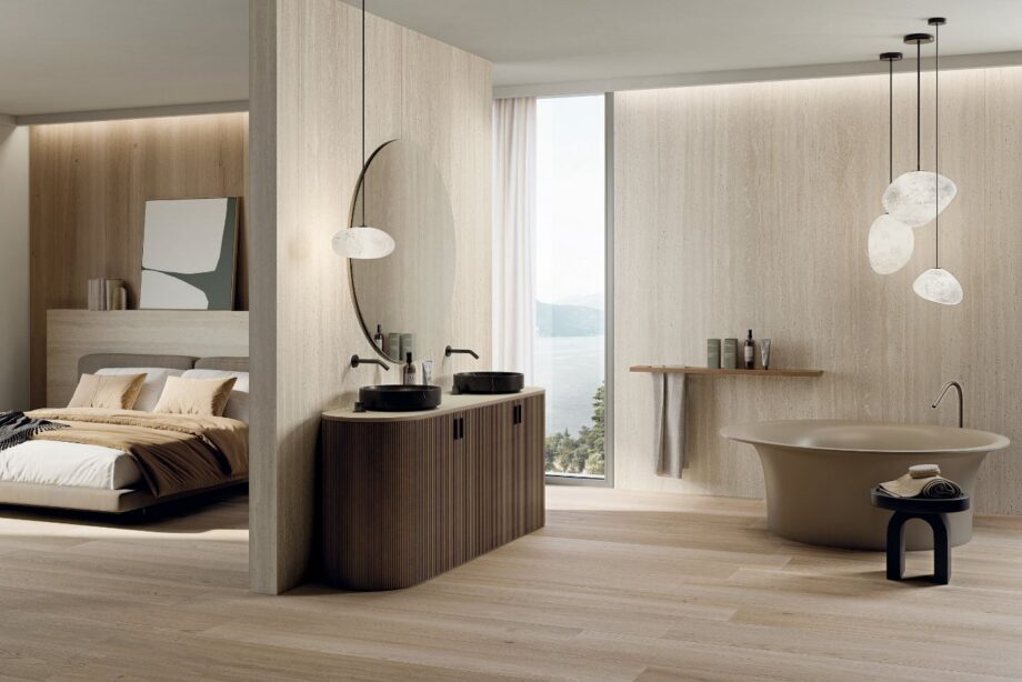 Керамогранит под камень ABK Sensi Roma Ivory, 80×80 см, 8,5 мм, натуральная матовая, противоскользящая R10 – фото 3 Декоративная плитка под камень ABK Sensi Roma Cube Ivory, 120x280 см, 6 мм, матовая – 4