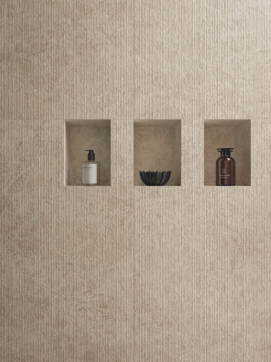 Декоративный керамический бордюр под камень ABK Era Groove Beige, 5x120 см, 8,5 мм, рельефная, матовая – 3