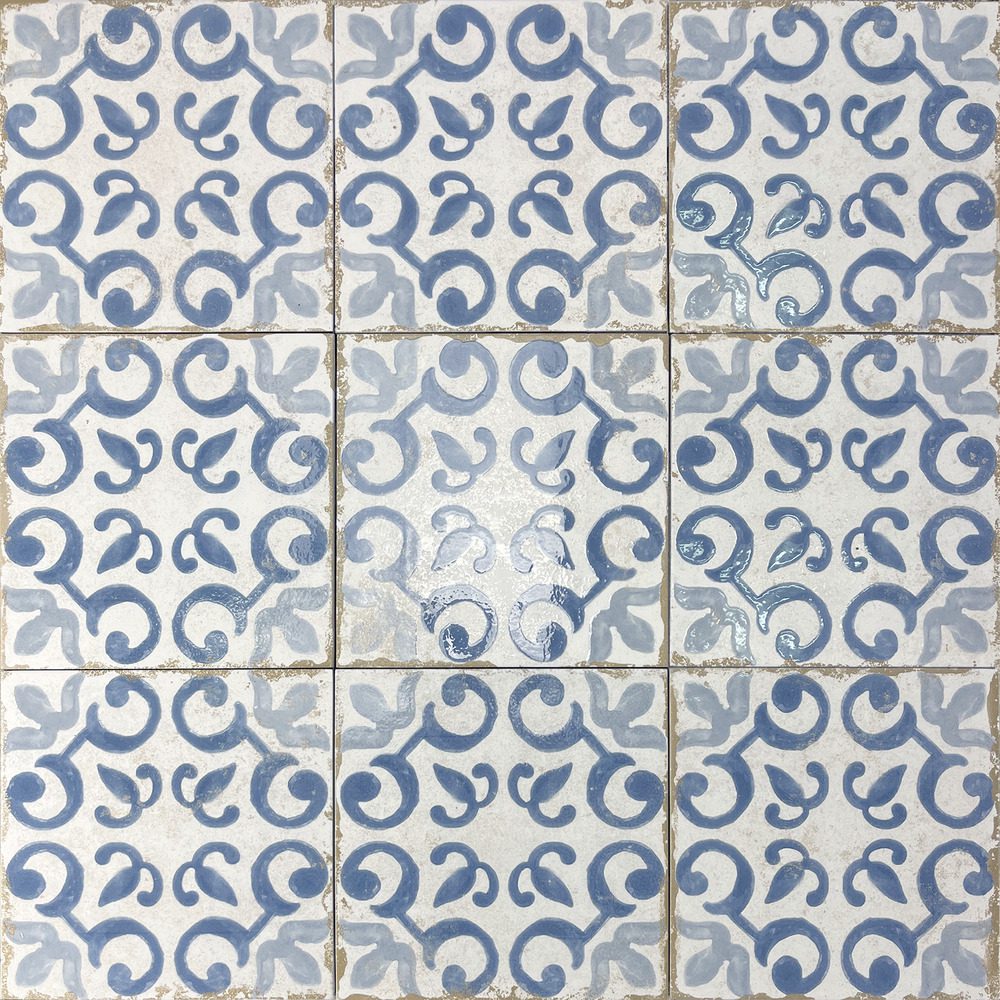 Valencia hüdroplaadi mustriga portselanplaat Dune Antiga Mareny Azul, 20x20 cm, 9 mm, sinine