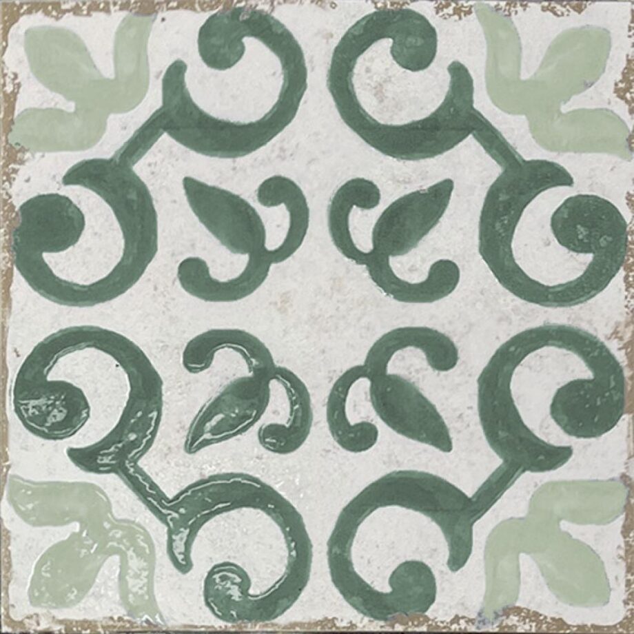 189212-1 Valencia hüdroplaadi mustriga portselanplaat Dune Antiga Mareny Verde, 20x20 cm, 9 mm, roheline