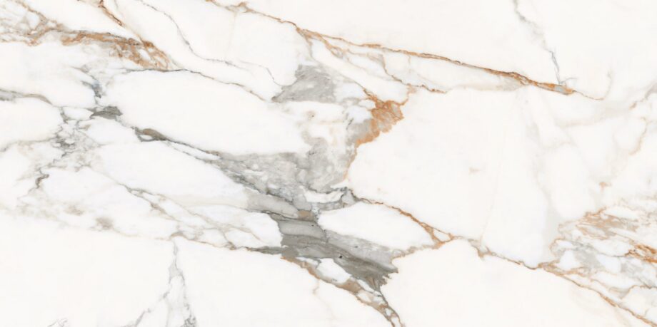Матовая напольная плитка из керамогранита под мрамор Calacatta White, 60x120 см, 8 мм, белый – 2