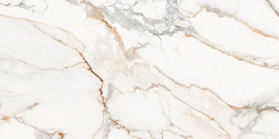 Матовая напольная плитка из керамогранита под мрамор Calacatta White, 60x120 см, 8 мм, белый – 3