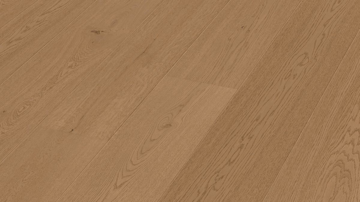 Дубовый паркет Meister, Lindura HD 400, Clay brown oak lively 20227, 1 полоса, 2200 x 270 мм, брашированная, ультраматовый лак