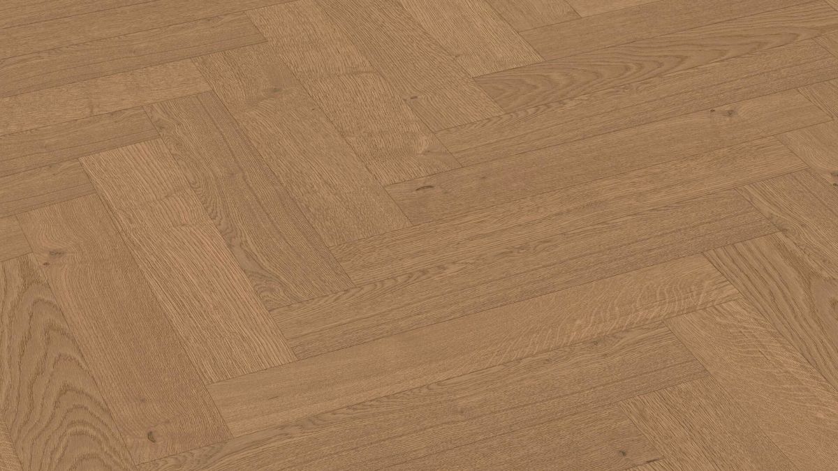 Паркет ёлочка Meister, Lindura HS 500, Classic oak Clay brown 20233, ёлочка, 700 x 140 мм, брашированная, ультраматовый лак