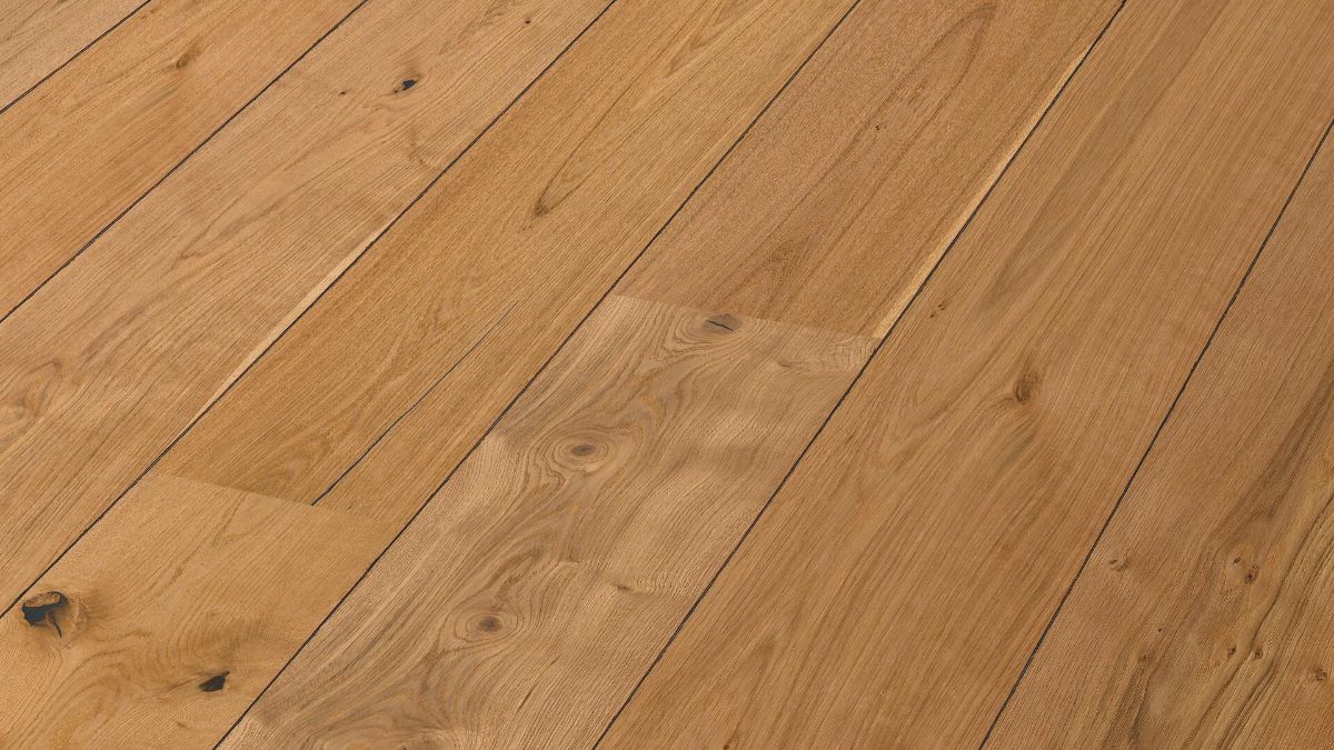 Дубовый паркет Meister, Lindura HD 400, Authentic oak 08915, 1 полоса, 2200 x 205 мм, брашированная, ультраматовый лак