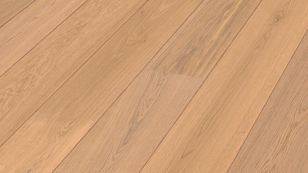 Дубовый паркет Meister, Lindura HD 400, Natural light oak 08918, 1 полоса, 2200 x 205 мм, брашированная, ультраматовый лак
