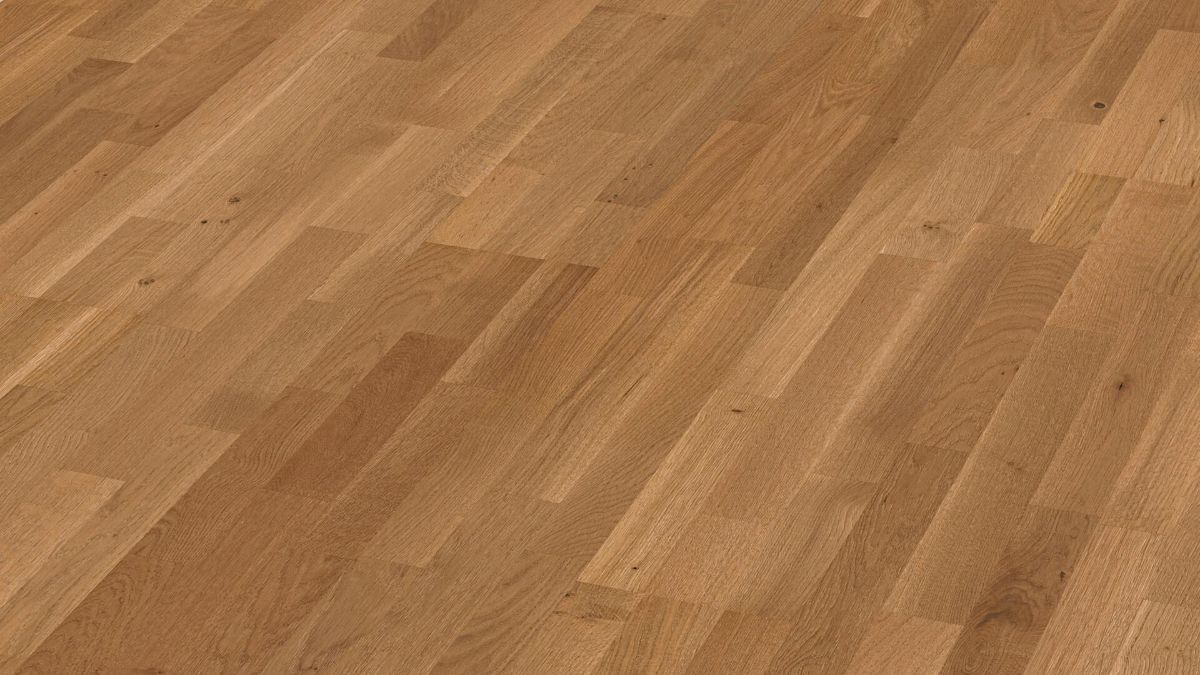 Дубовый паркет Meister, Longlife PC 200, Oak lively lightly smoked look 09039, 3 полосы, 2400 x 200 мм, брашированная, ультраматовый лак