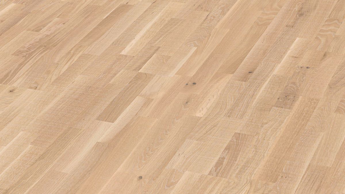 Дубовый паркет Meister, Longlife PC 200, White oak lively vintage 09042, 3 полосы, 2400 x 200 мм, брашированная, ультраматовый лак