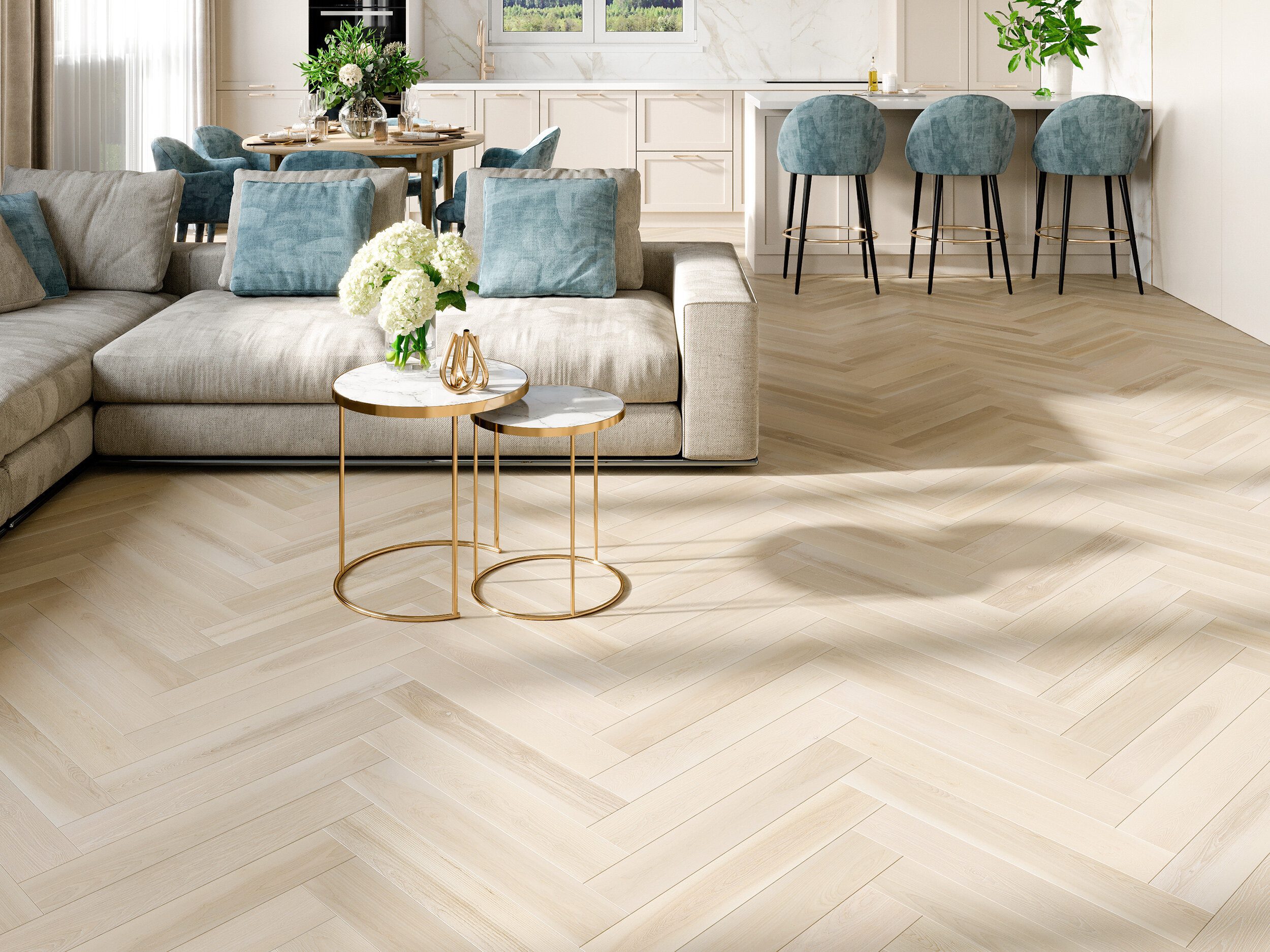 Паркет ёлочкой ясень Esta Elegant Frost Ivory Pores 700 мм экстраматовый лак – 3