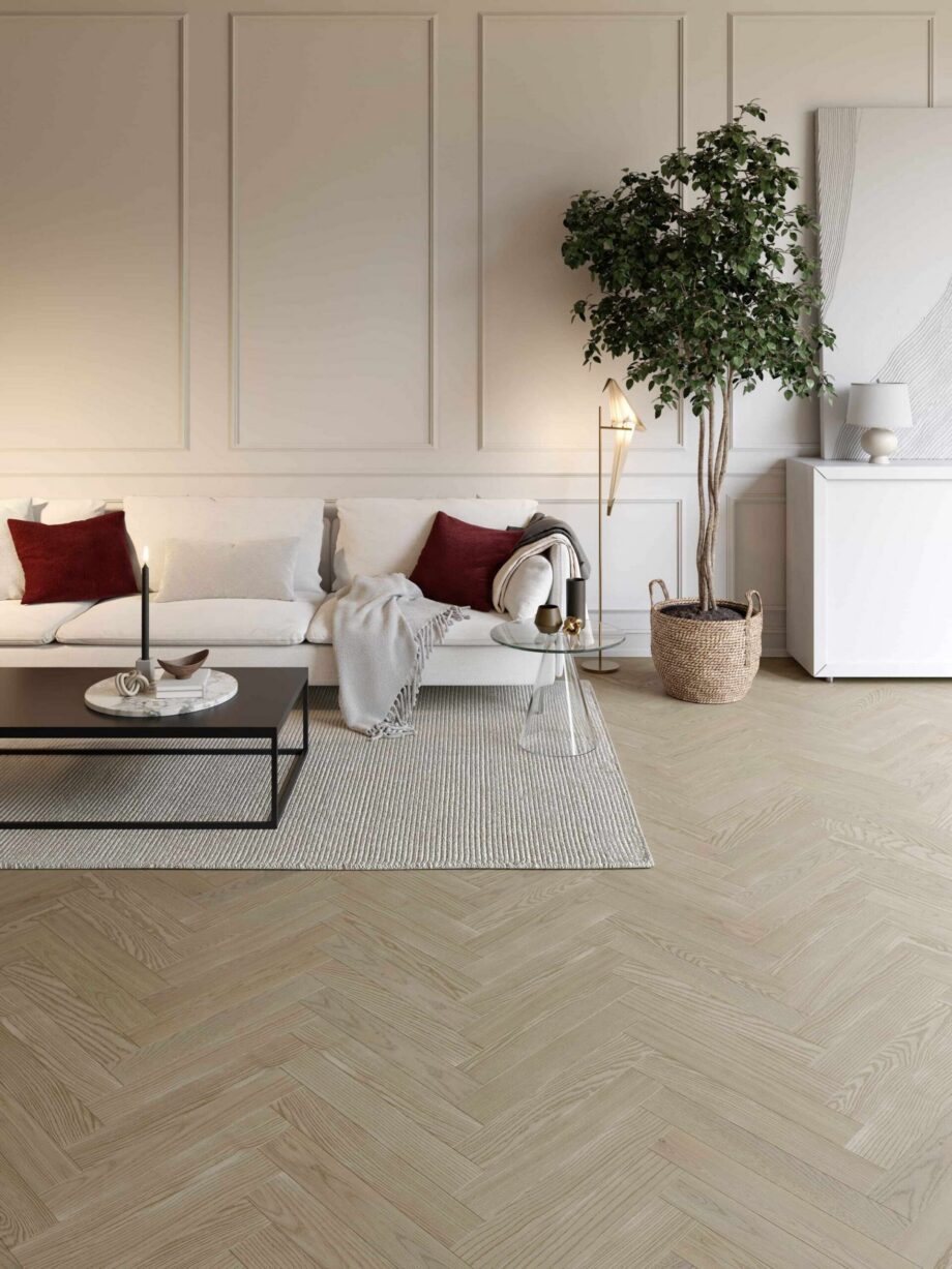 Паркет ёлочкой ясень Esta Elegant Sandstone Original 600 мм экстраматовый лак – 2