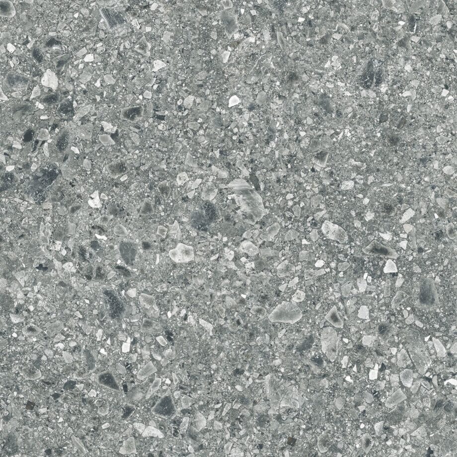 Матовая напольная плитка из керамогранита под терраццо Terrazzo Smoke, 60x60 см, 8,8 мм, дымчато-серый