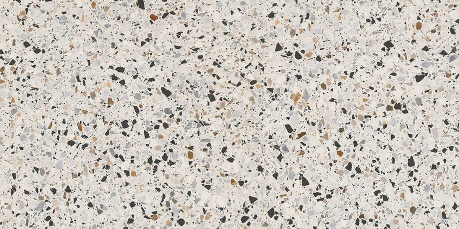 Полуполированная напольная плитка из керамогранита под терраццо Hika Terrazzo Mix, 60x120 см, 8 мм, многоцветный, R9