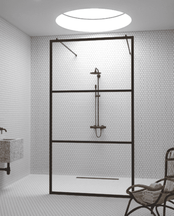 Душевая перегородка Walk-in Hietakari Bläk 713 Tokyo, белый профиль, прозрачное стекло