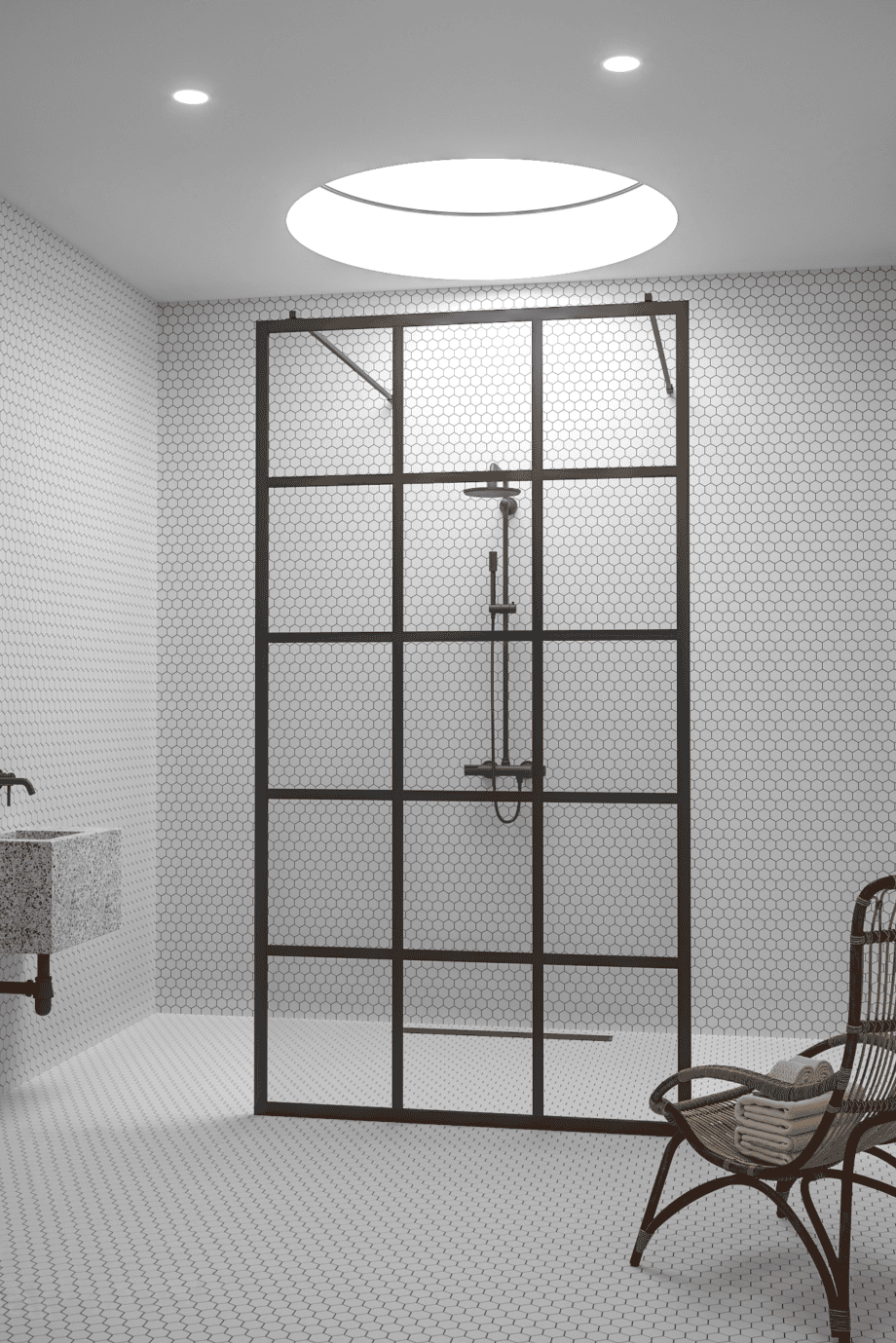 Душевая перегородка Walk-in Hietakari Bläk 714 Paris, чёрный профиль, прозрачное стекло Душевая перегородка Walk-in Hietakari Bläk 714 Paris – 3