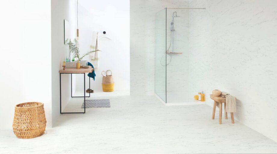 Плитка ПВХ Виниловая LVT QUICK STEP, Ambient Click, Мрамор каррарский белый, фаска – 3
