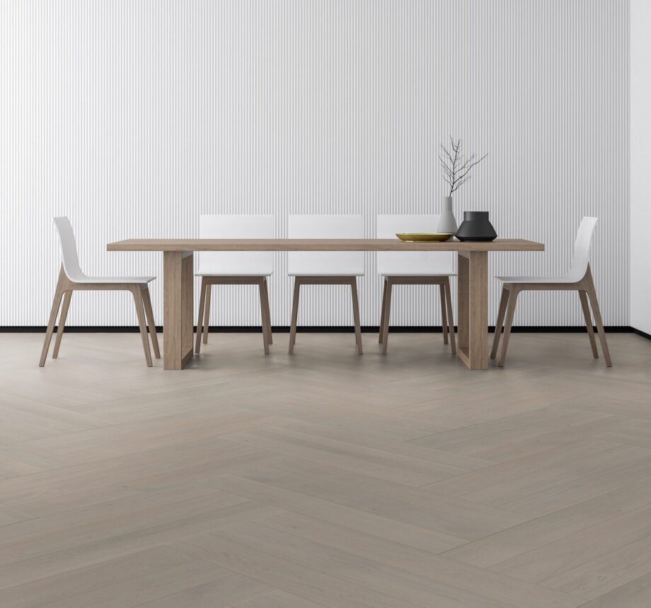 Паркет Дуб, ter Hürne, паркет елочкой, Oak grey, серый, брашированная, V-образная фаскa, особенно матовый лак – 3