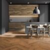 herringbone-flooring-thede-&-witte-oak-knotty-beveled-brushed-oiled (FILEminimizer) herringbone flooring Thede Witte oak knotty beveled brushed oiled, installed in the kitchen area