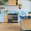 vinyl-floor-quick-step-blos-coast-oak-beige Vinyl floor Quick-Step Blos Coast Oak Beige installed on kitchen floor. Kitchen furniture.