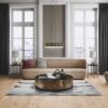 engineered-wooden-flooring-bauwerk-boen-casapark-oak-46-vivo-brushed-avorio-oil-waxed-138mm Engineered wooden flooring Bauwerk Boen Casapark Oak 46 Vivo brushed Avorio light oil-waxed installed on a living room floor. Classical modern mix stile with design sofa and chair. Nice design lightning. Marble top metallic side sofa table. Дизайн carpet.
